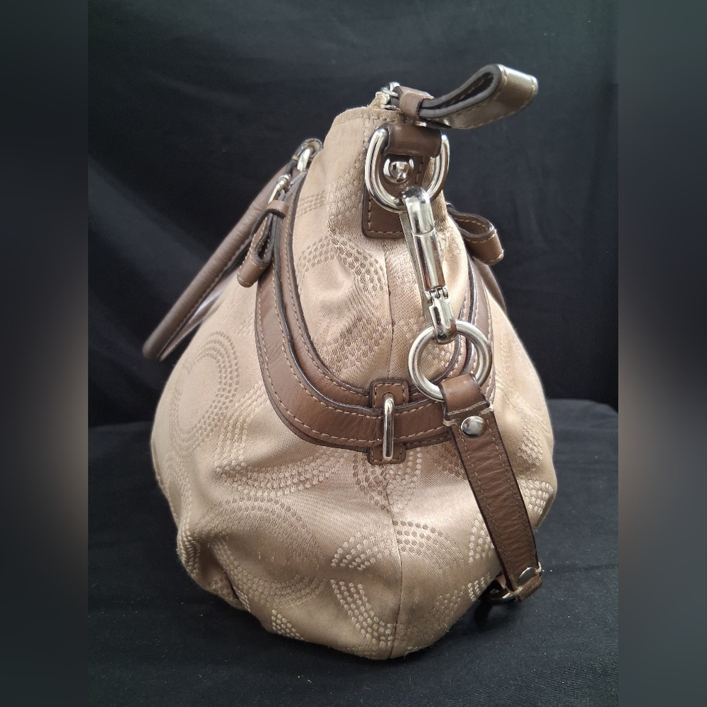Coach Madison Dotted Op Art Sophia Satchel Fabric & Leather Shoulder Bag 15957 - Picture 7 of 16